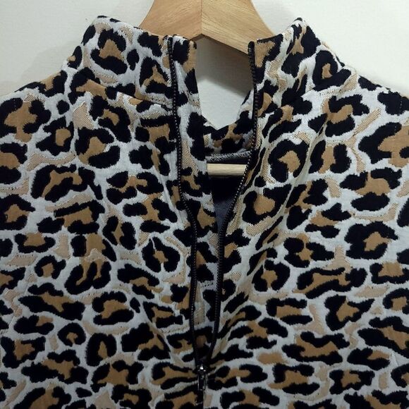 Lord & Taylor Design Lab Leopard Print Mock Neck Sheath Dress - Picture 5 of 10